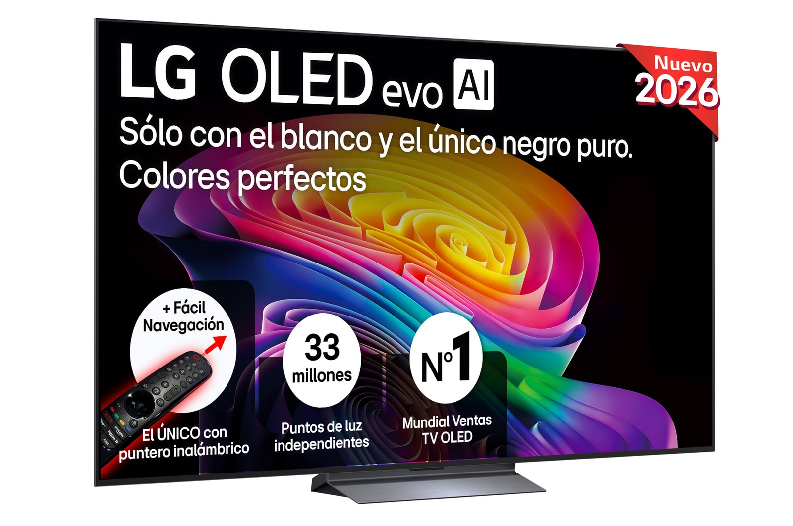 Vista frontal de Smart TV LG OLED evo AI C6 77 pulgadas 4K 2026 OLED77C6ELB